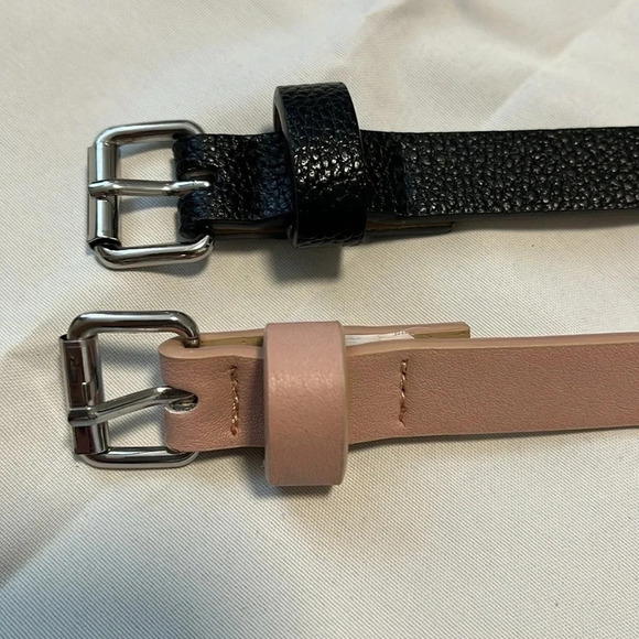 Thin Leather Belt Set Pink  Black, Size L - Picture 5 of 7